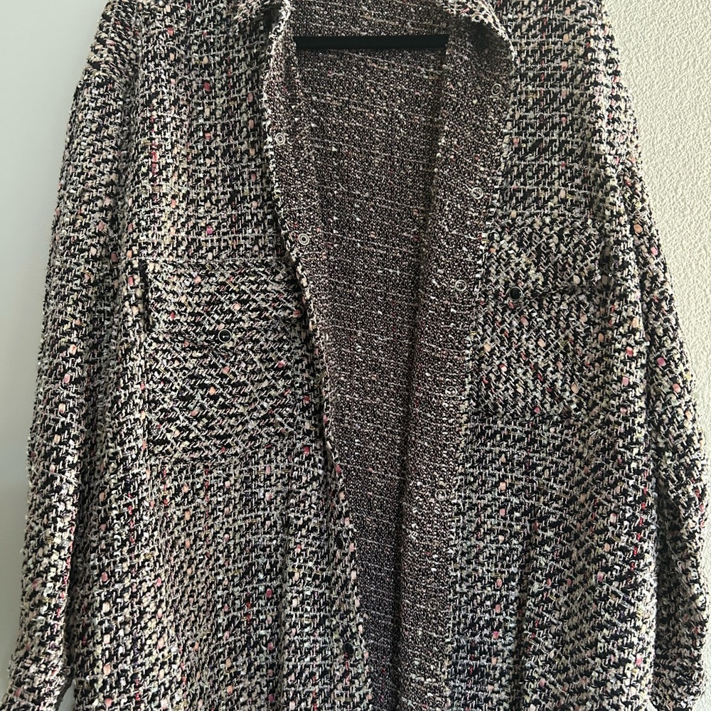 IRO Black and White Chunky Knit Cardigan Sweater